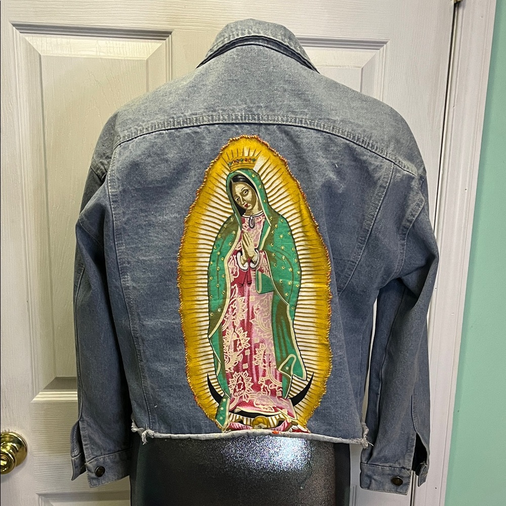 Our Lady of Guadeloupe Blue Denim Jacket